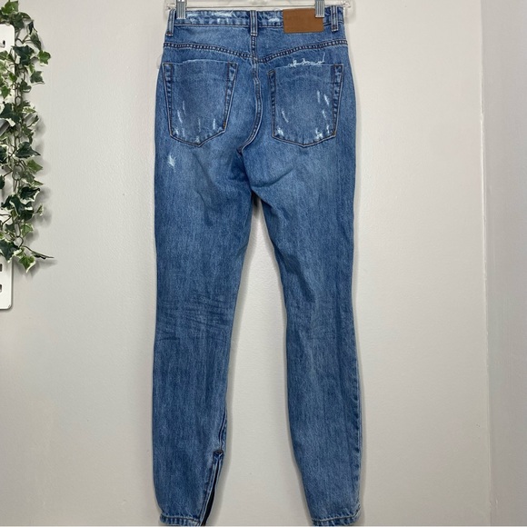 One tea Spoon High Waist Freebird Light Wash Distressed Skinny Jeans size 24 - Picture 6 of 10